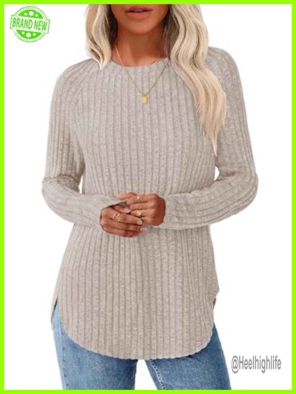 Women's Long Sleeve Tunic Sweater Crew Neck Loose Fit Lightweight Pullover